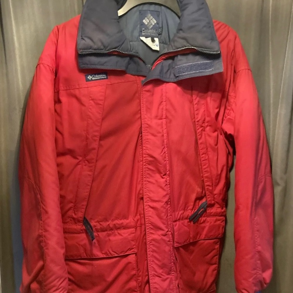 Vintage Columbia Sportswear Parka Puffer Jacket Size Medium Red Navy